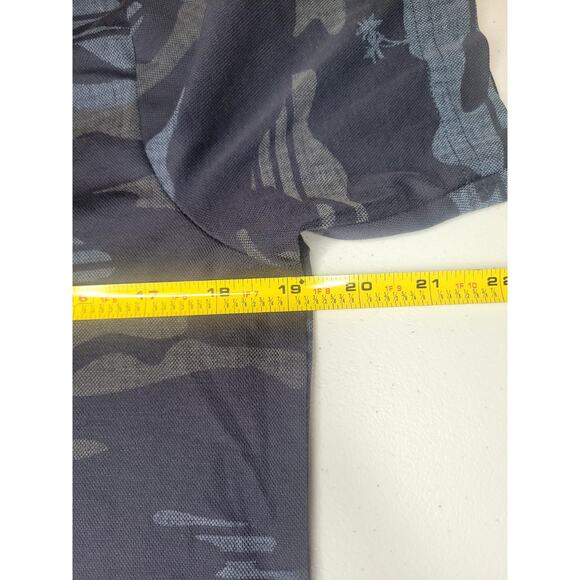 Travis Mathew Polo Shirt Mens Medium Blue Gray Camo Palm Tree Golf Performance - Picture 4 of 9
